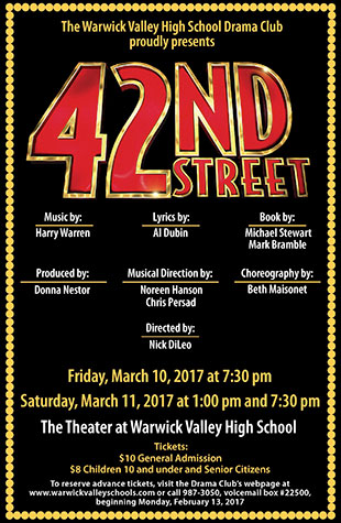 WVHS Drama Club-42nd St. poster