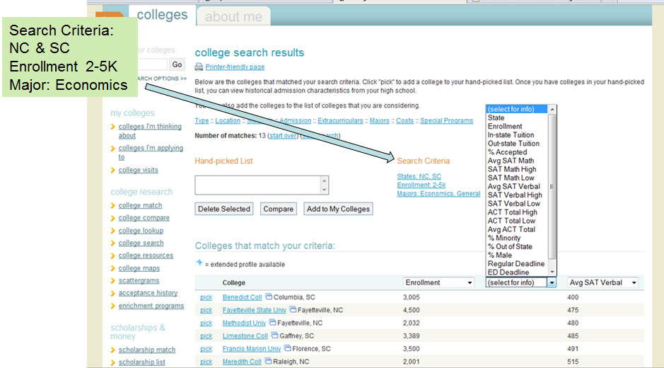 image of page for search results on Naviance