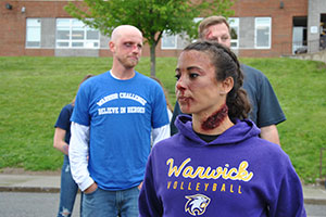 WVHS Mock Crash - students & faculty members played the injured