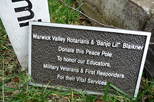 Plaque with Peace Pole at SES