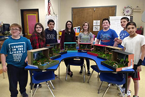 MS Gold team students created rainforest dioramas