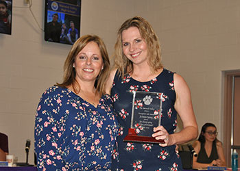 L-R WVHS PTSA President, Laura Kelly presented HS Art Teacher Kristen Spano with an award of appreciation
