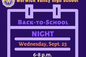 Warwick Valley High School will host Back-to-School Night on Sept. 25