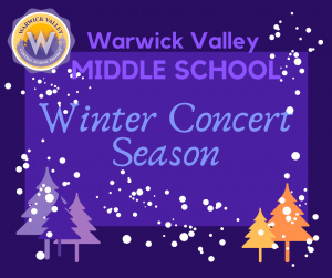 Graphic for the announcement of the Middle School's winter concerts