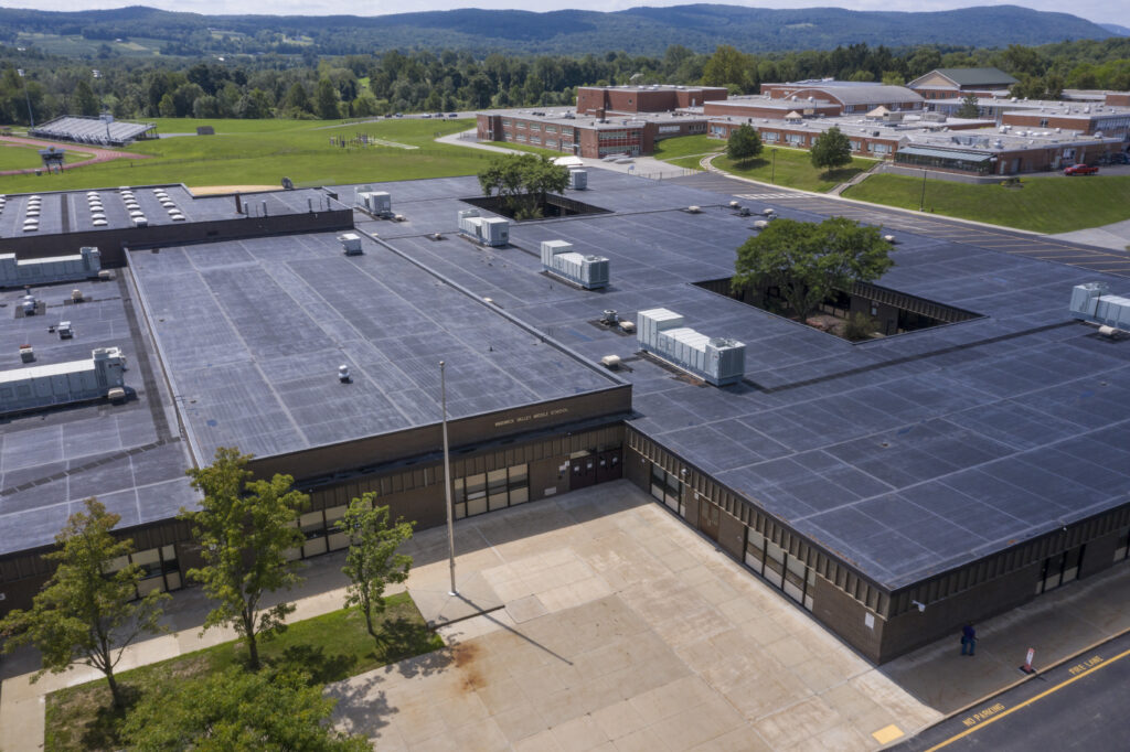 Aerial view of Warwick Valley Middle School on Aug. 17, 2020.