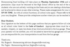 Homecoming 2022 Bus Garage Permission Slip