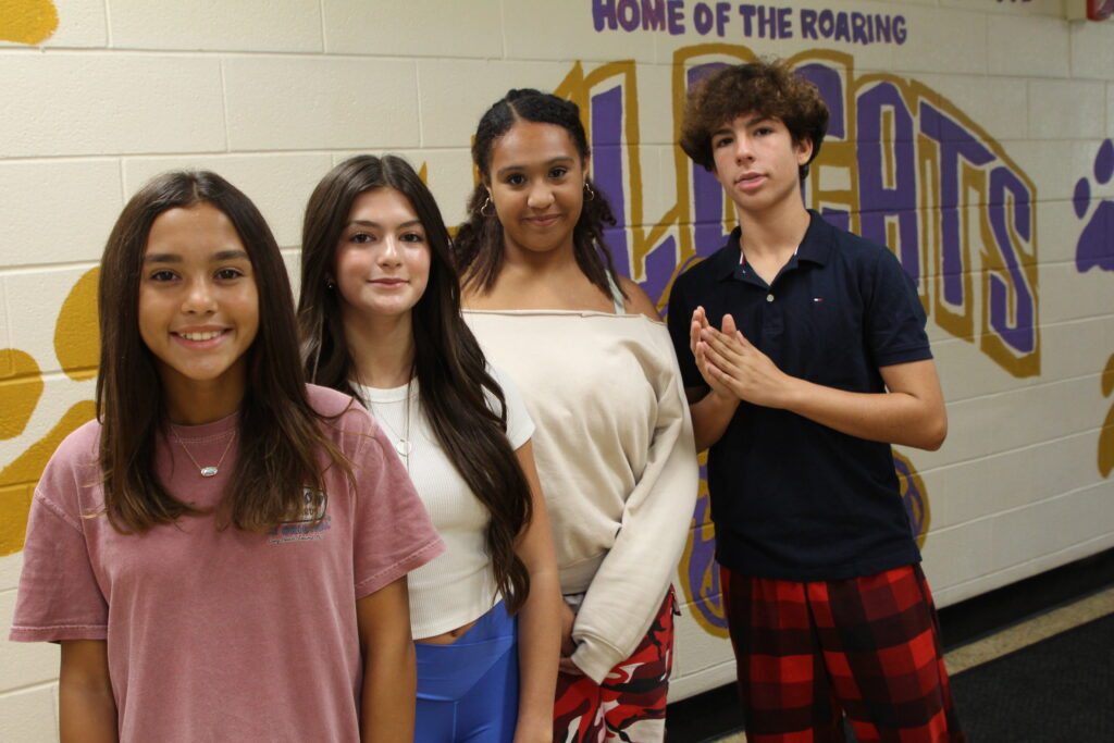 Eighth-graders Olivia Conklin, vice president; Lily Kalil, secretary; Jadalynn Acosta, treasurer; and Denis McAteer, president.
