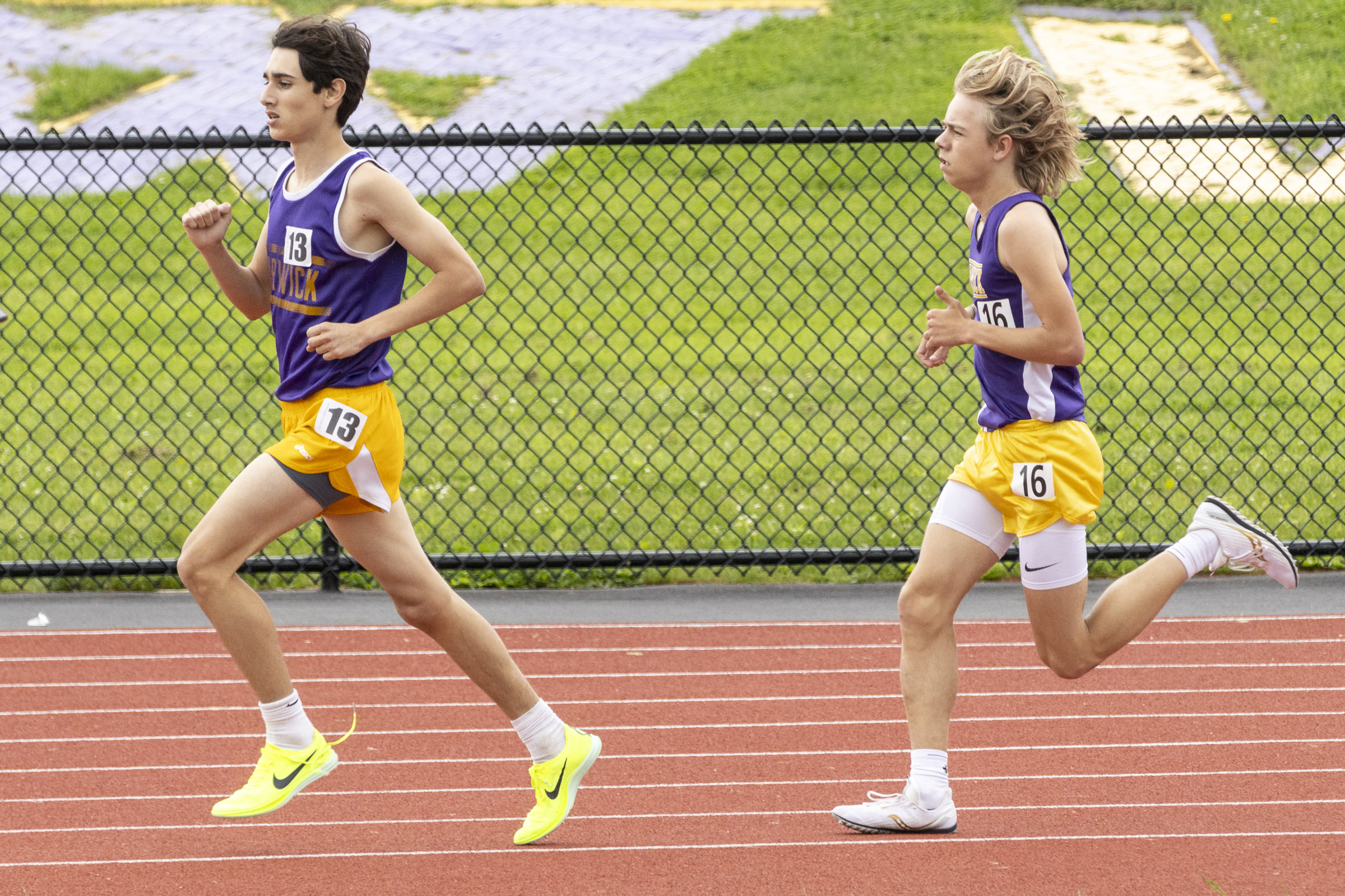 Warwick Valley athletes run a race on day one of the OCIAA track and field championship meet at Tim St. Lawrence track.