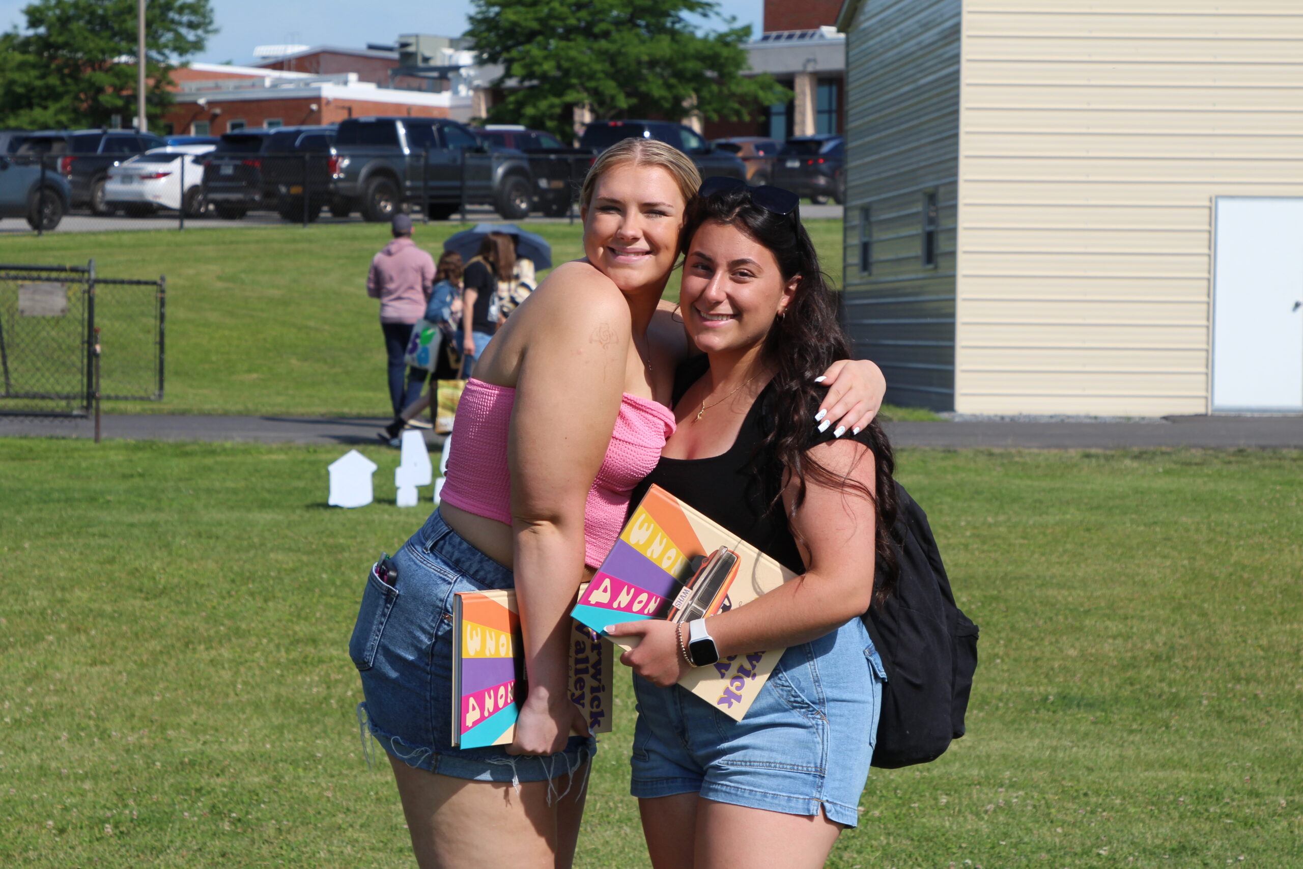 Warwick Valley High School seniors smile at the camera during their Senior Picnic