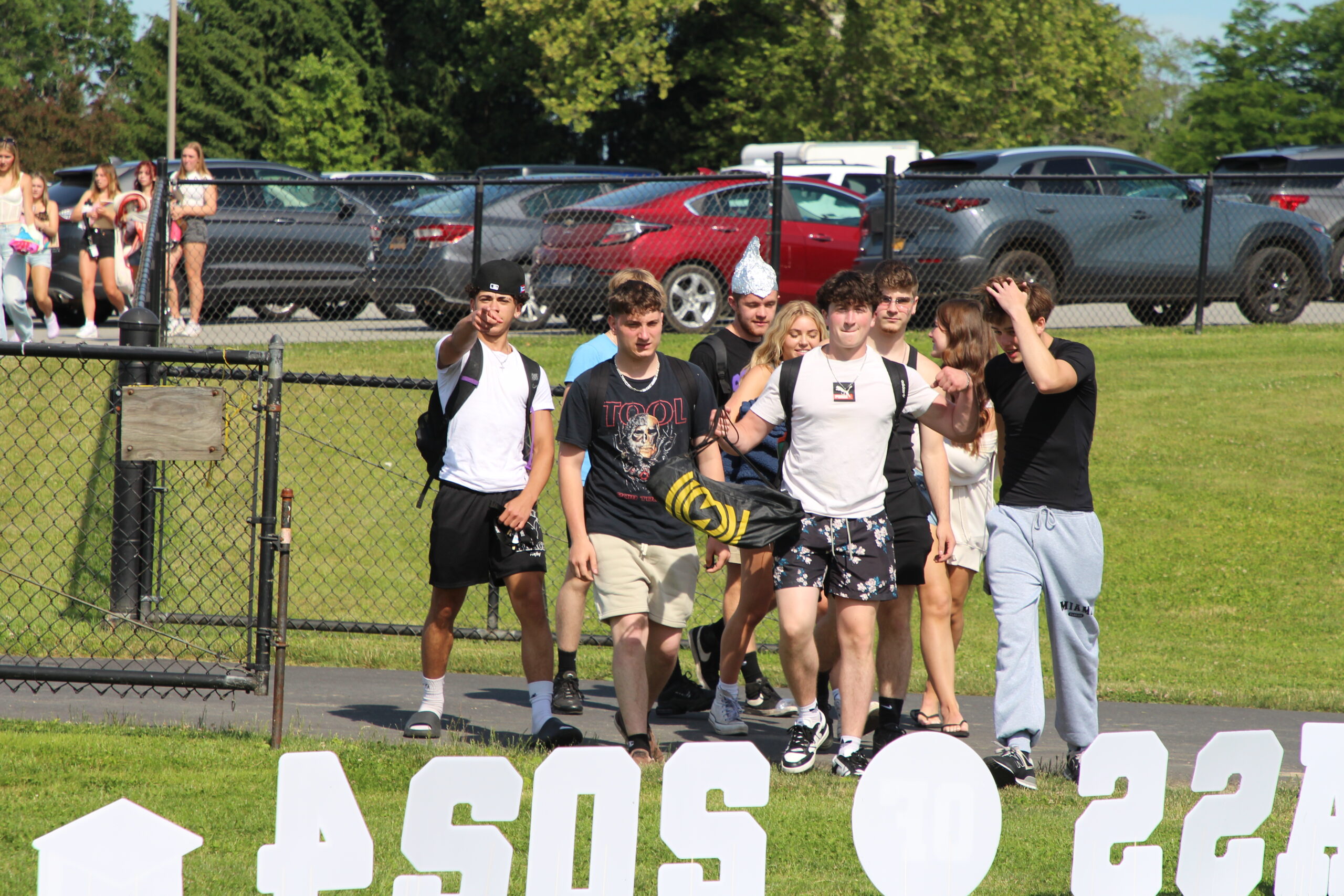 Warwick Valley High School seniors walk to their Senior Picnic