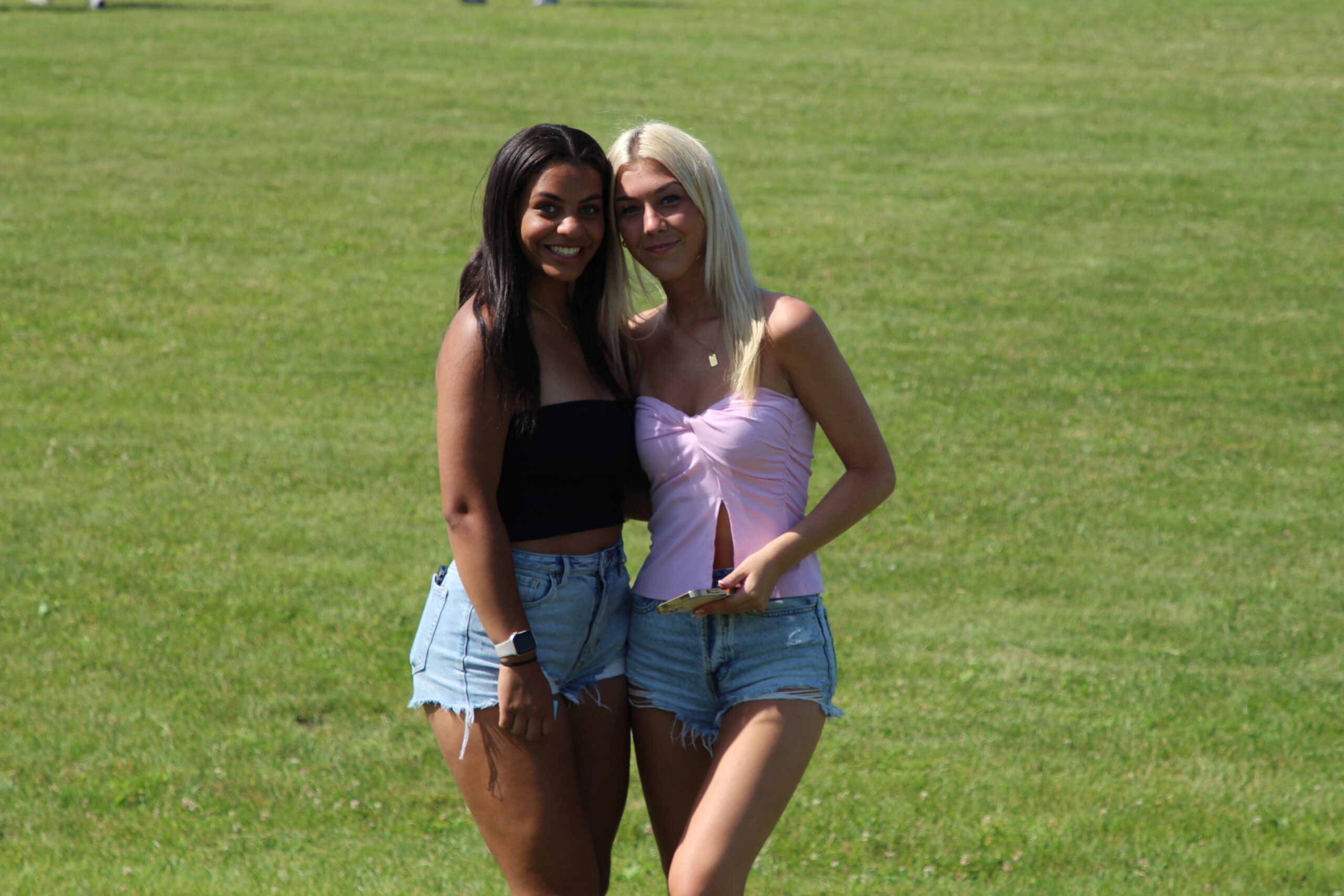 Warwick Valley High School seniors smile at the camera during their Senior Picnic