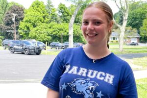 Christina Ceglia stands outside WVHS.