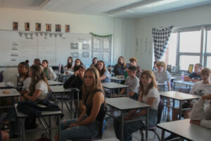 student sitting in classroom