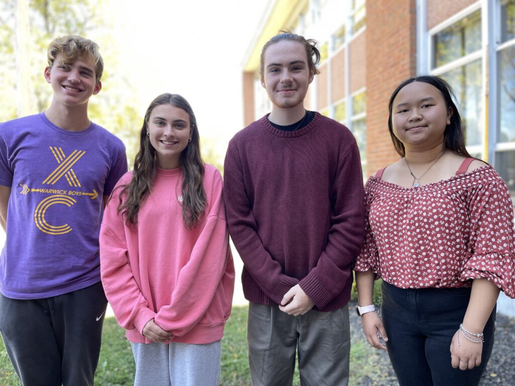 Warwick Valley High School students commended by the National Merit Scholarship Corporation, from left to right: Collin Freet, Abigail Kadus, Beren Munkatchy, and Angelina Ngyuen