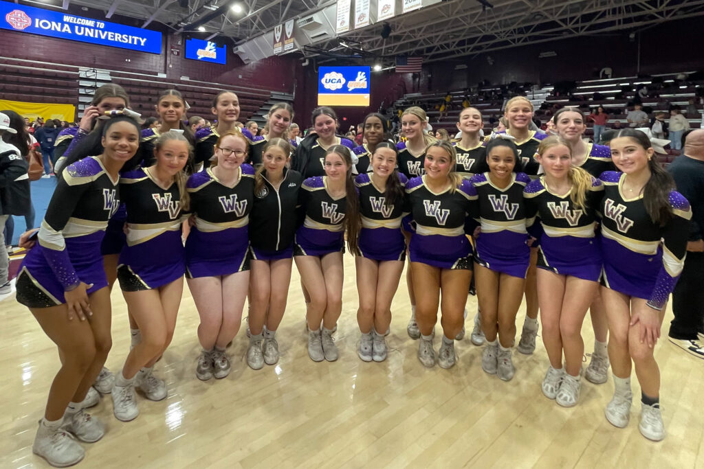 Warwick cheerleaders group photo at Iona University.