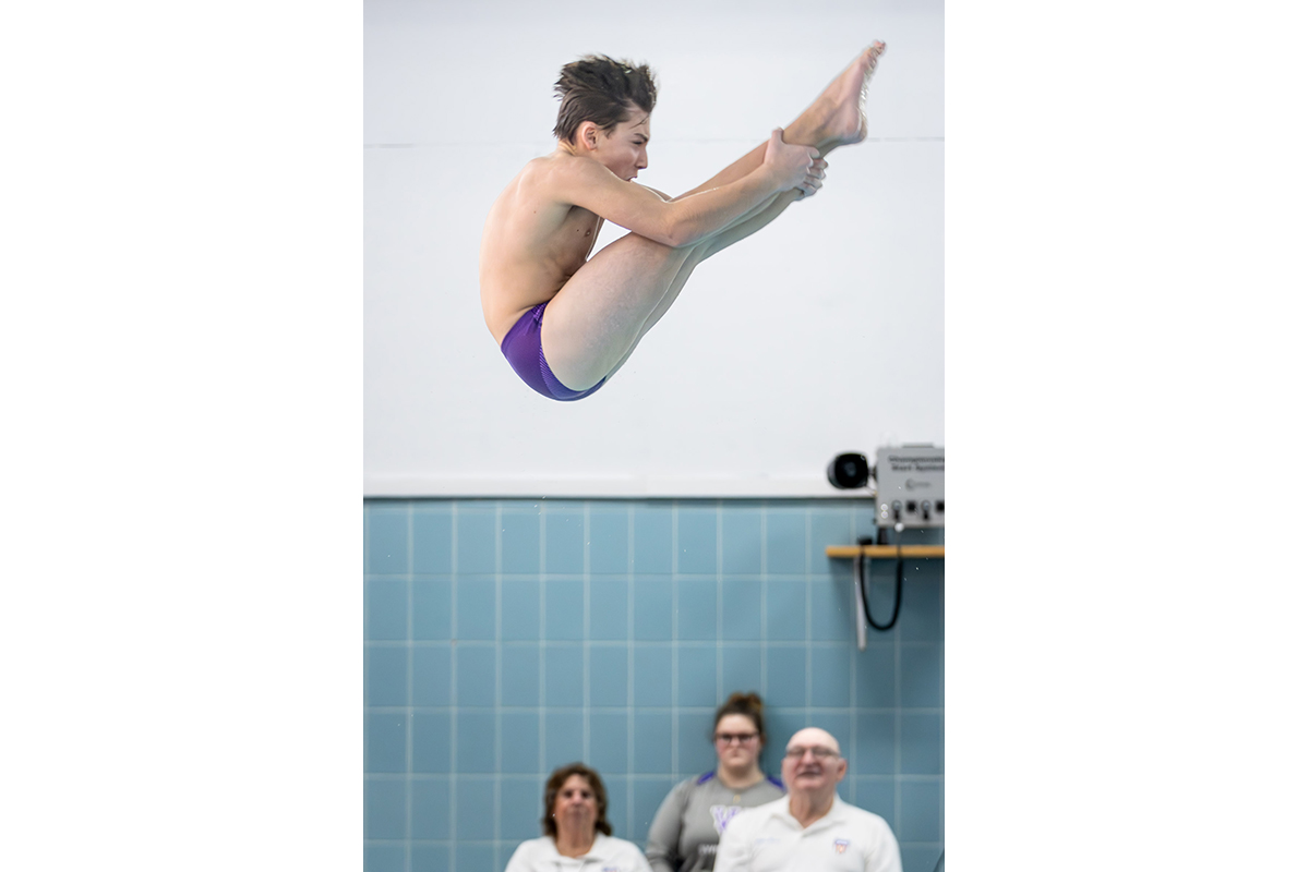 Warwick diver competes in a varsity meet against Goshen.