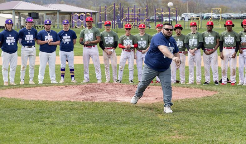 Jacob Norootsky of the Wounded Warrior project launches the first ceremonial launch of the WWP Challenge 2024. This year's event is scheduled for Saturday, April 26 and is a basic food for the spring sports season.   