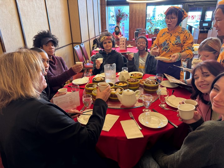 Students in Ms. Ping's Mandarin Chinese class visit Chinatown fr dim sum!