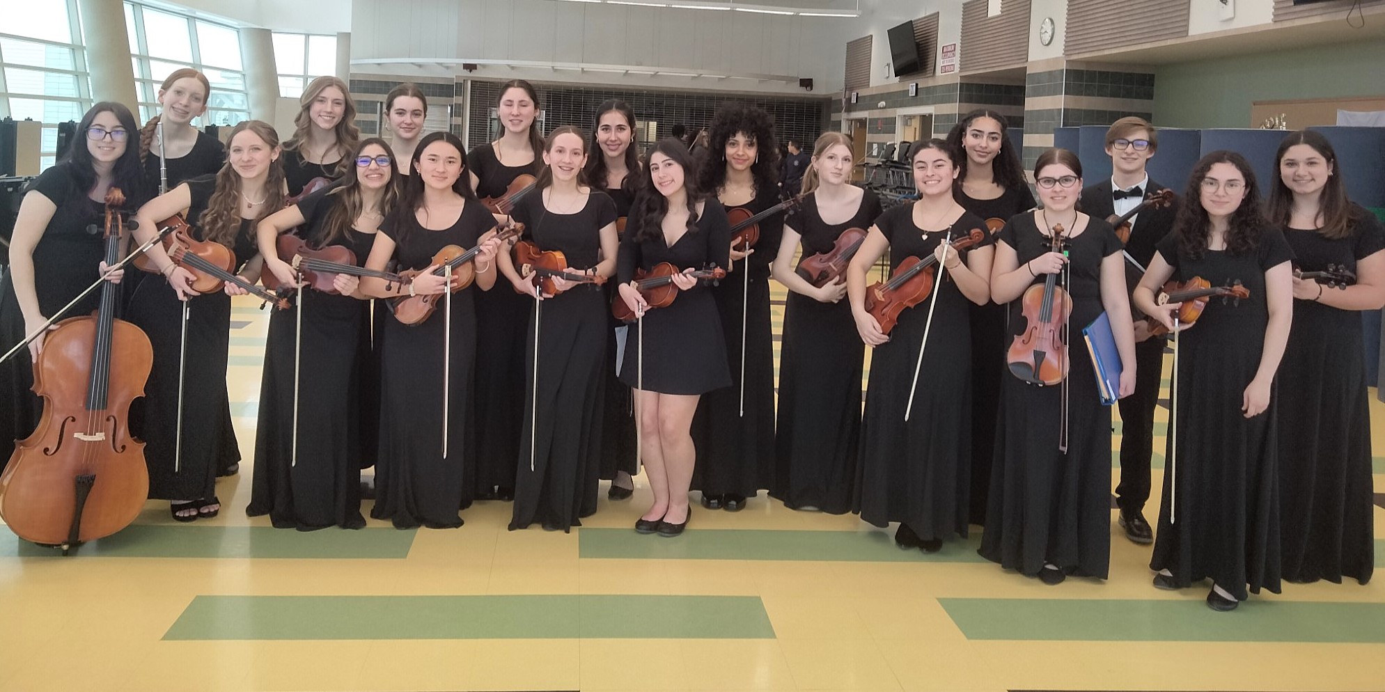 warwick valley orchestra members pose during the 2025 o-c-m-e-a all-county festival